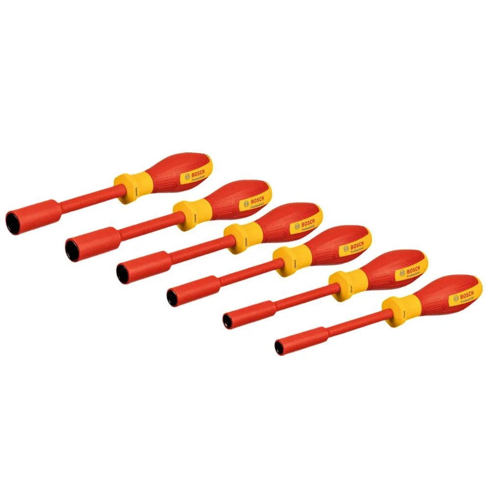 Jogo Chave Canhao Haste Isolada 1000V 6pcs VDE EN/IEC60900 CRV 7-14MM Bosch 1600A02NF3