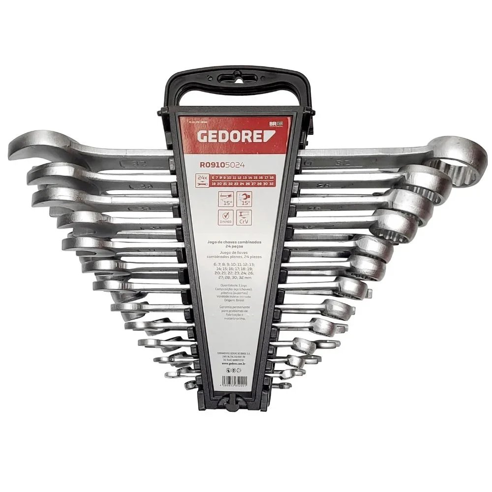 Jogo Chave Combinada 15 Graus 24pcs CRV 6A32MM Gedore Red R09105024