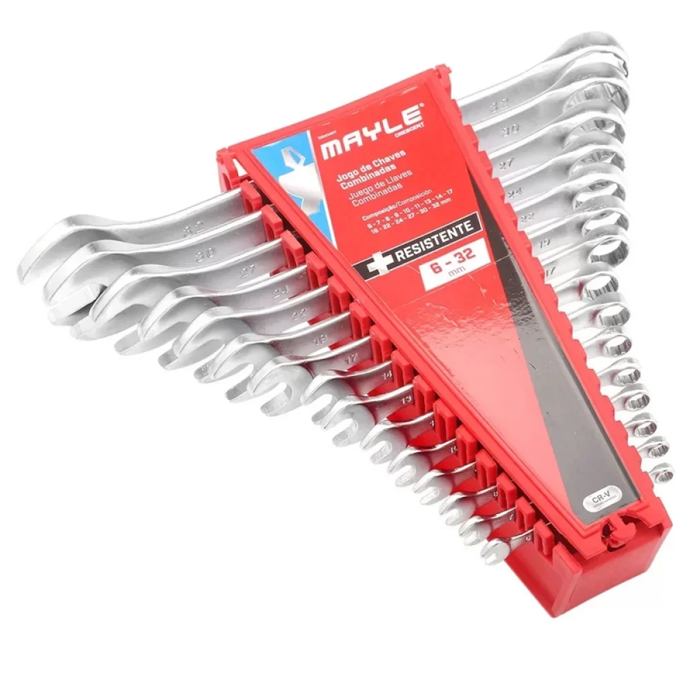 Jogo Chave Combinada 15 Graus 15pcs CRV 6A32MM Mayle 102404MY