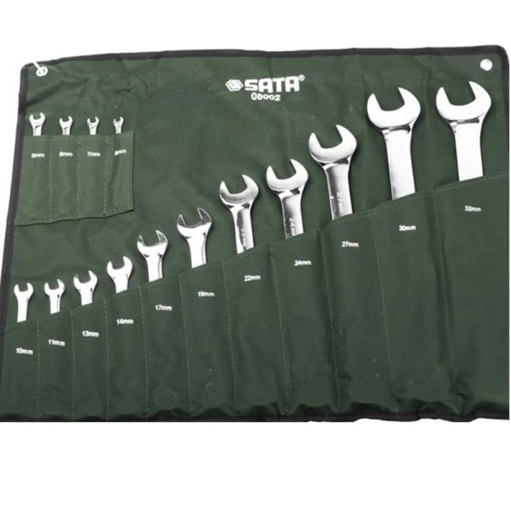Jogo Chave Combinada 15 Graus 15pcs CRV 6A32MM Sata ST08002G