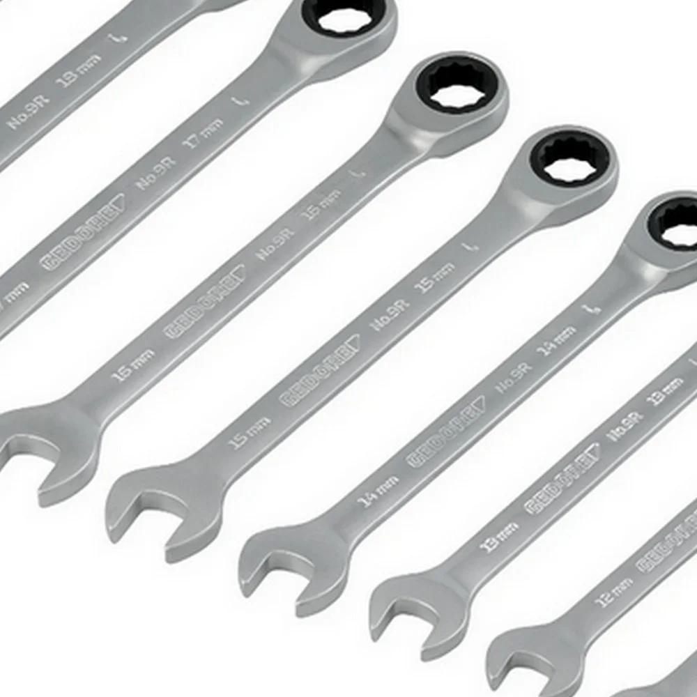 Jogo Chave Combinada com Catraca 12pcs Plana CRV 8A19MM Gedore 9R-12M