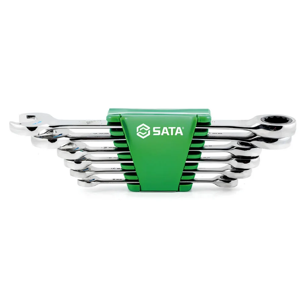 Jogo Chave Combinada com Catraca 6pcs CRV 8A19MM Sata ST09033G