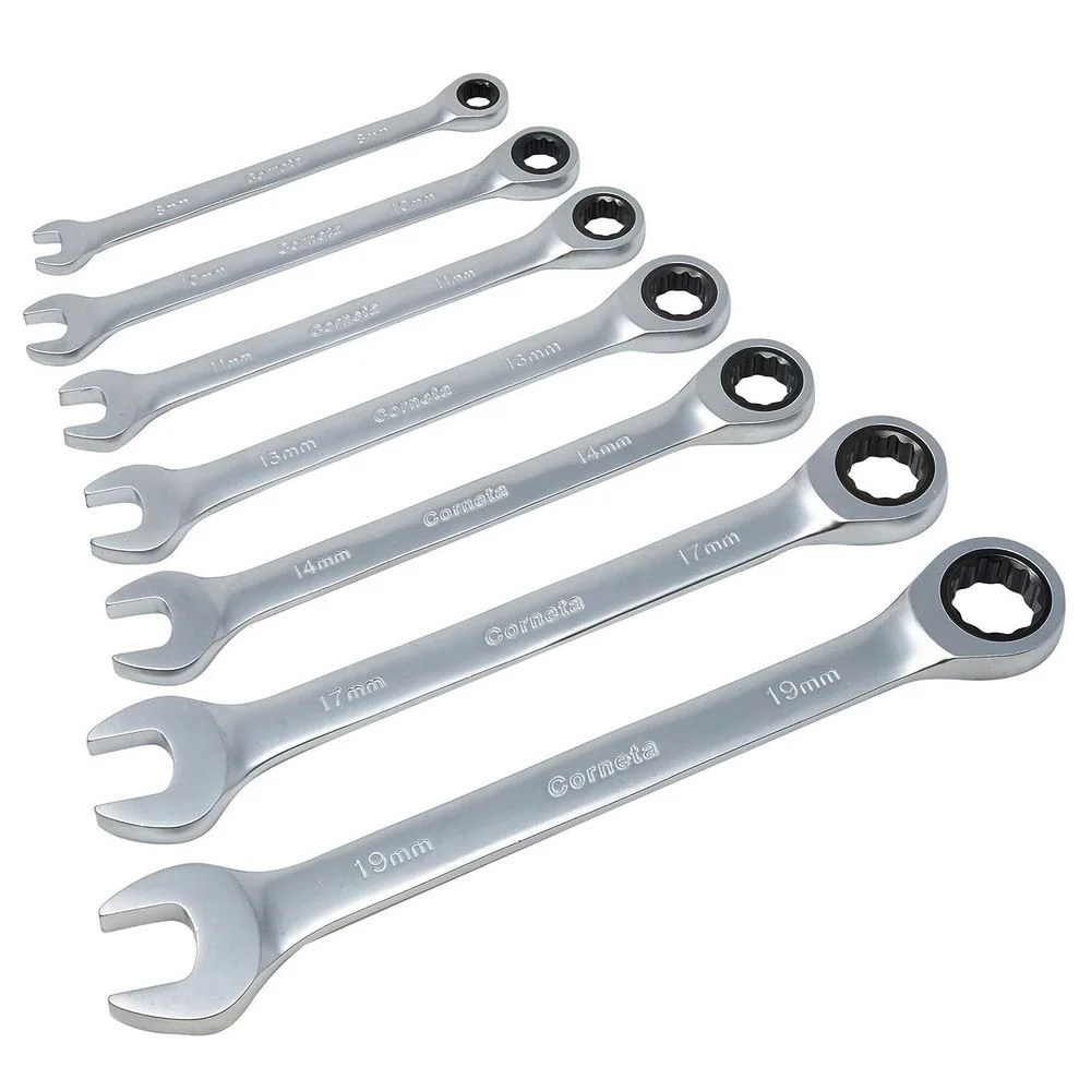 Jogo Chave Combinada com Catraca 7pcs CRV 8A19MM Corneta 3226070