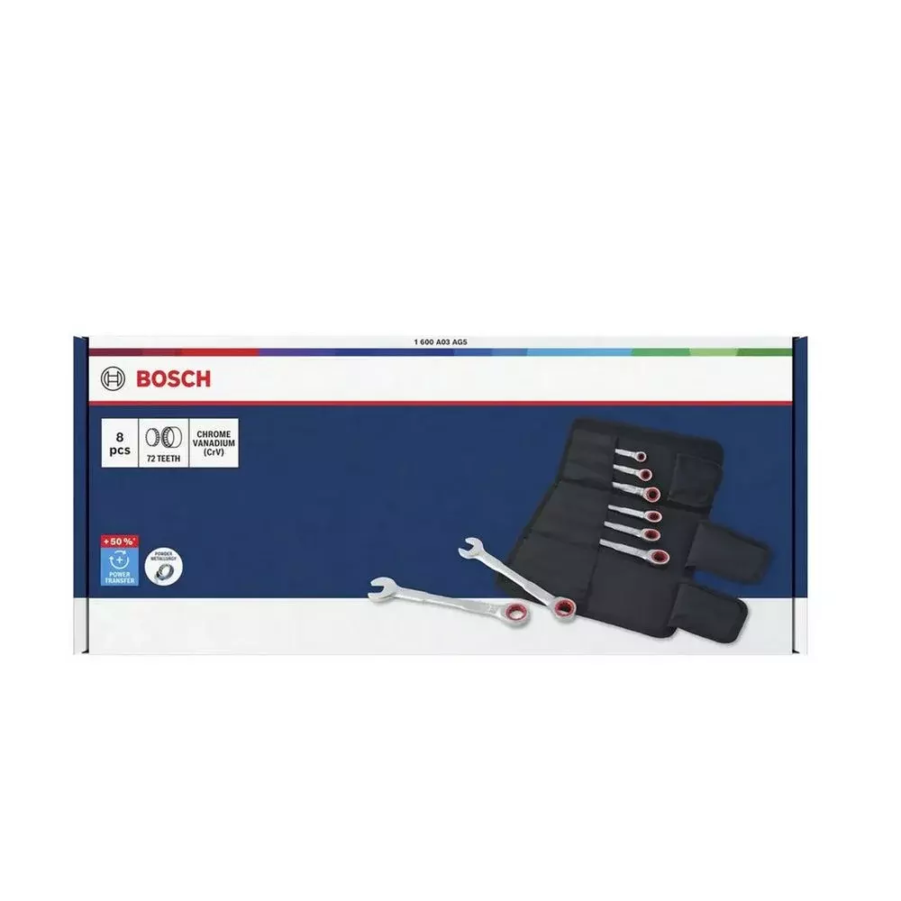Jogo Chave Combinada com Catraca 8pcs CRV 8A19MM Bosch 1600A03AG5