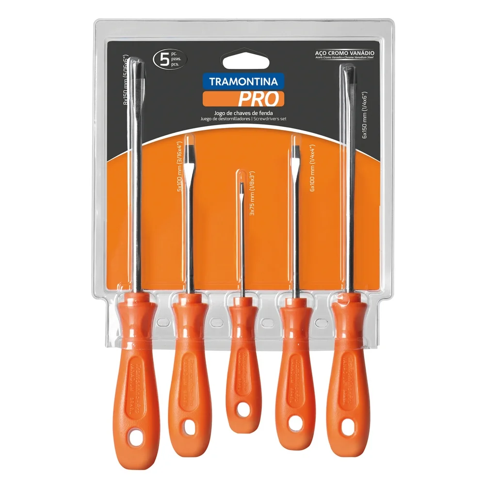Jogo Chave de Fenda 5pcs Twister CRV 1/8X3A5/16X6" Tramontina Pro 44130/515