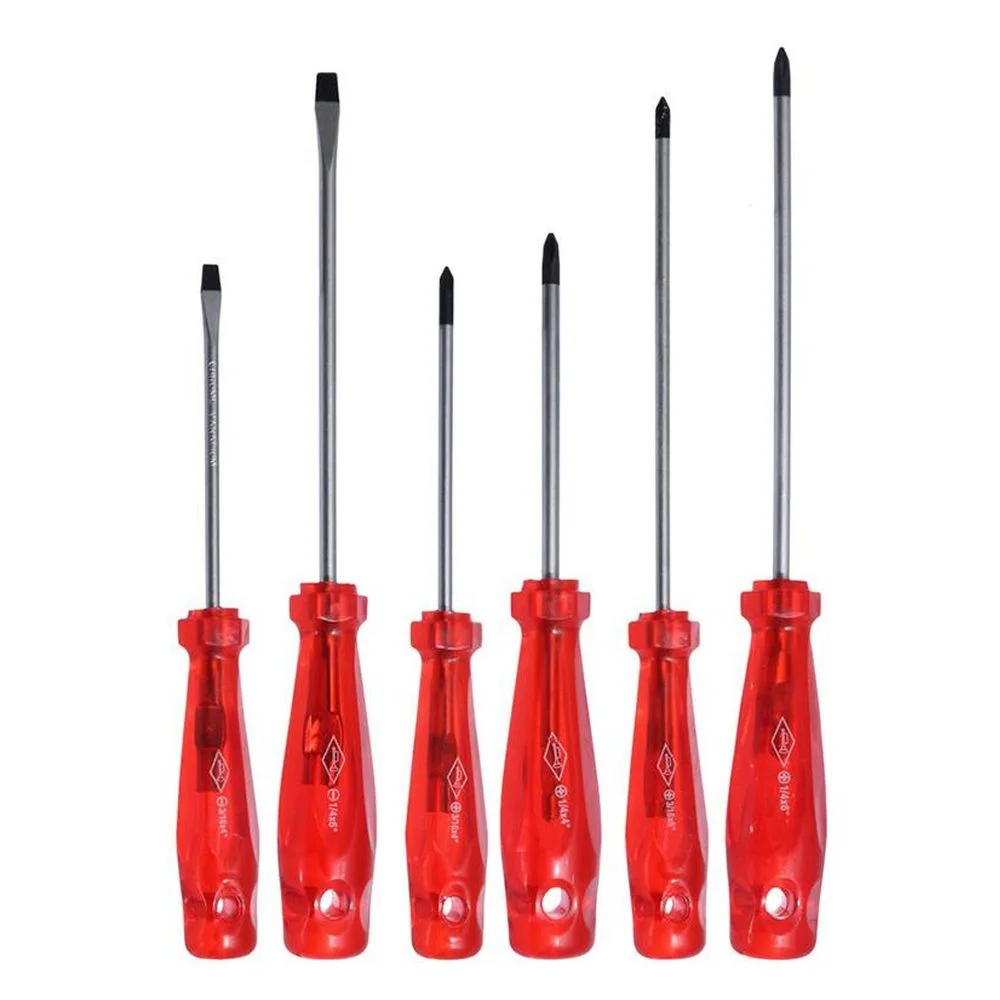 Jogo Chave de Fenda e Phillips 6pcs 2 Fendas e 4 Phillips CRV 3/16X4A1/4X6" Corneta 3109106