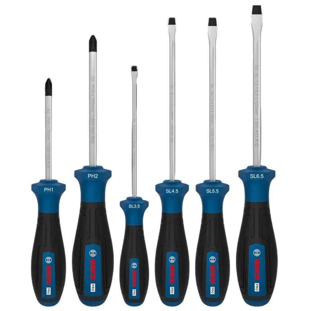 Jogo Chave de Fenda e Phillips 6pcs 4 Fendas 4 Phillips CRV Bosch 1600A039PE