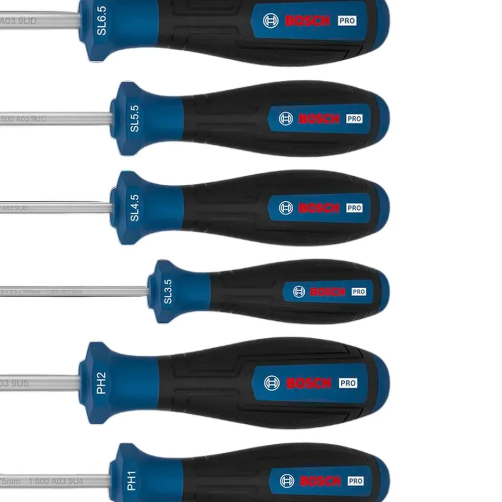 Jogo Chave de Fenda e Phillips 6pcs 4 Fendas 4 Phillips CRV Bosch 1600A039PE