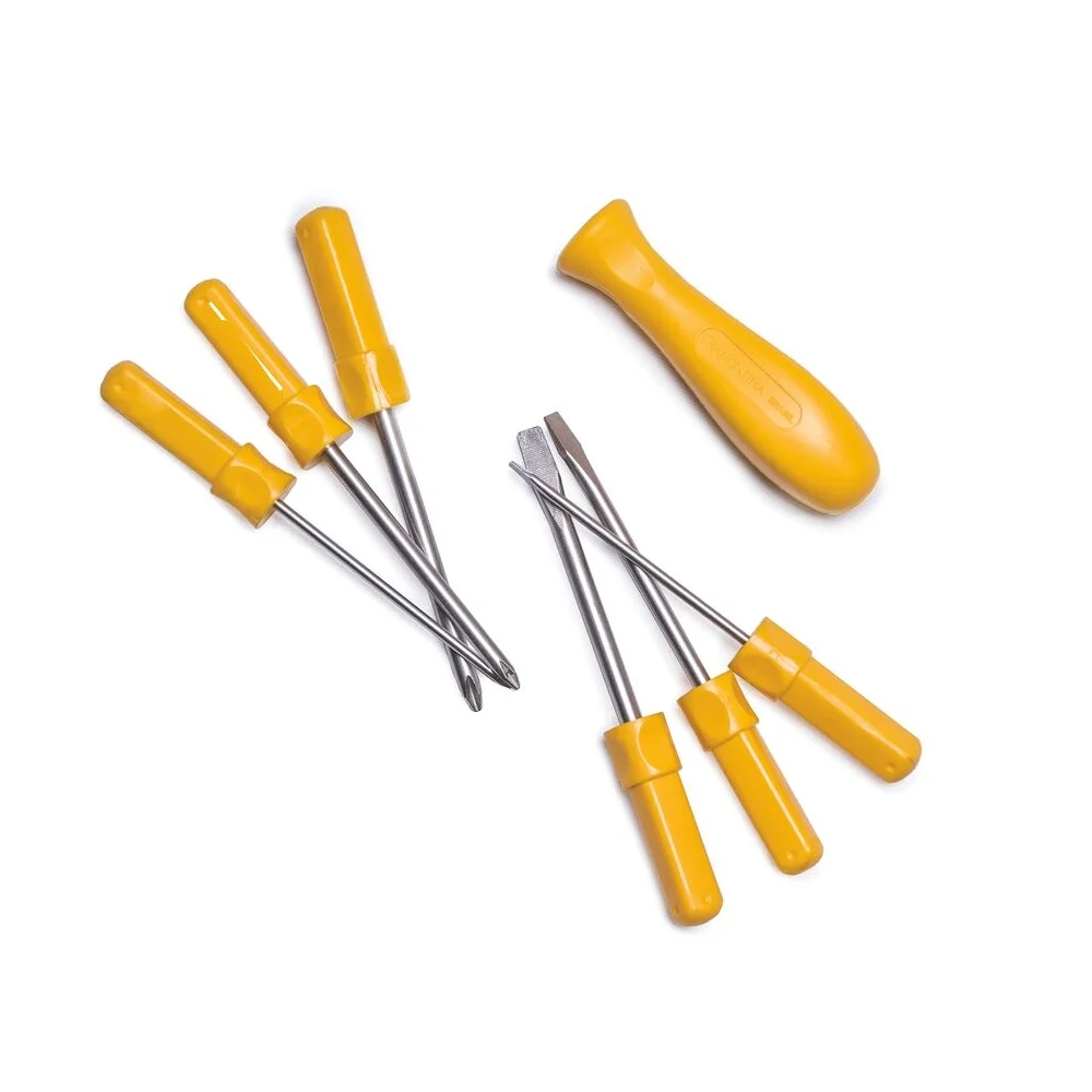 Jogo Chave de Fenda e Phillips 6pcs Intercambiaveis 3 Fendas e 3 Phillips 1/8X3A1/4X3" Tramontina 41110/506