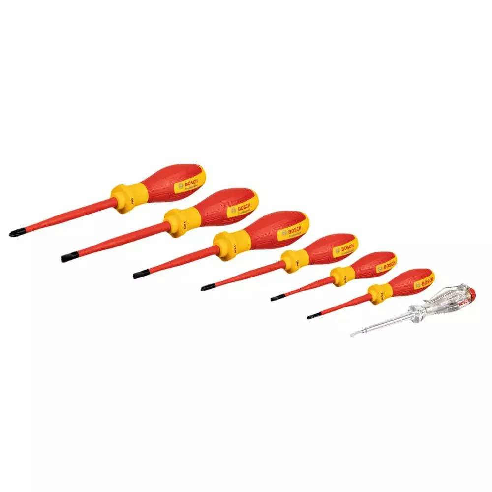 Jogo Chave de Fenda e Phillips Isolada 1000V 7pcs VDE EN/IEC60900 CRV Bosch 1600A02NF7