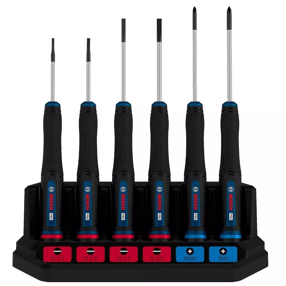 Jogo Chave de Precisao 6 Pecas Para Ourives 4 Fenda e 2 Phillips Bosch 1600A039PL