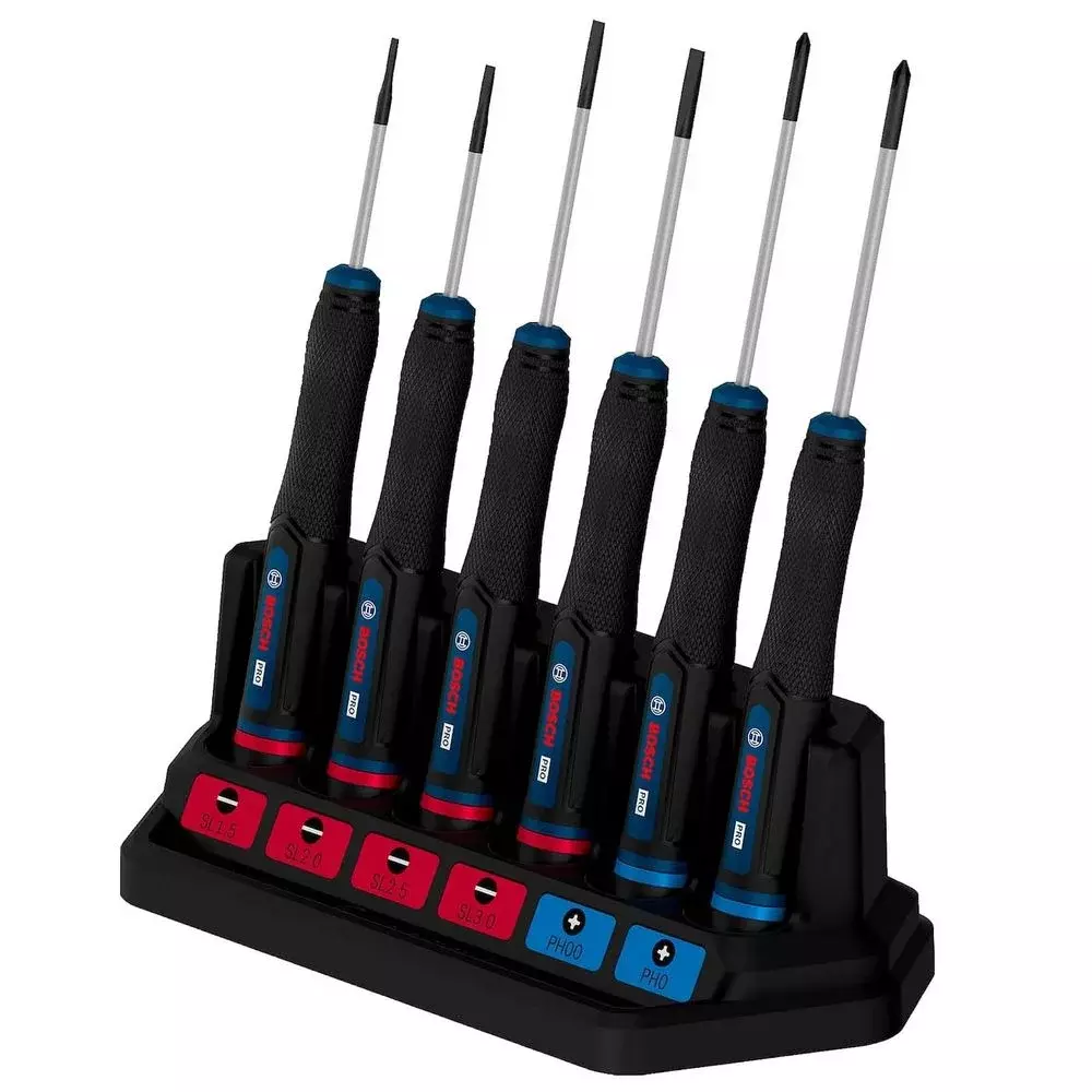 Jogo Chave de Precisao 6 Pecas Para Ourives 4 Fenda e 2 Phillips Bosch 1600A039PL