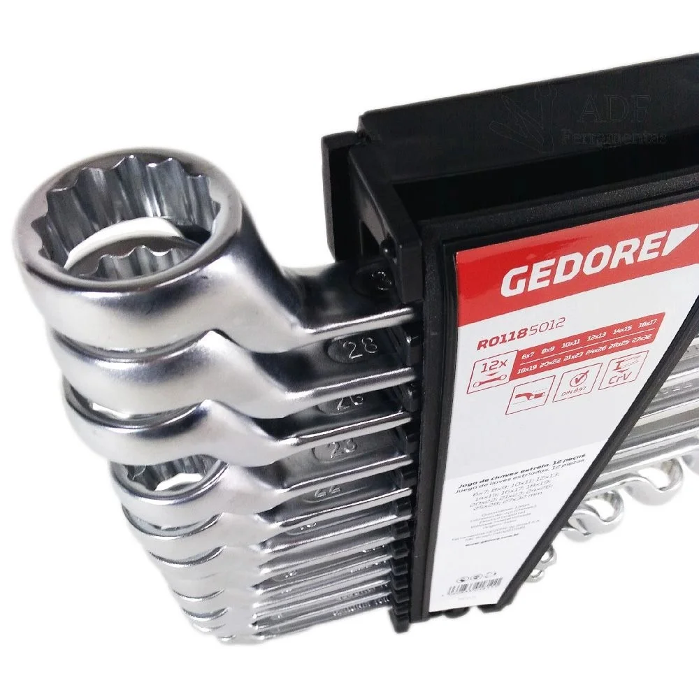 Jogo Chave Estria 12 Pecas CRV 6A32MM Gedore Red R01185012