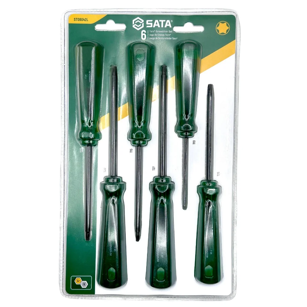 Jogo Chave Torx com Cabo 6 Pecas CRV T10AT30 Sata ST08042L
