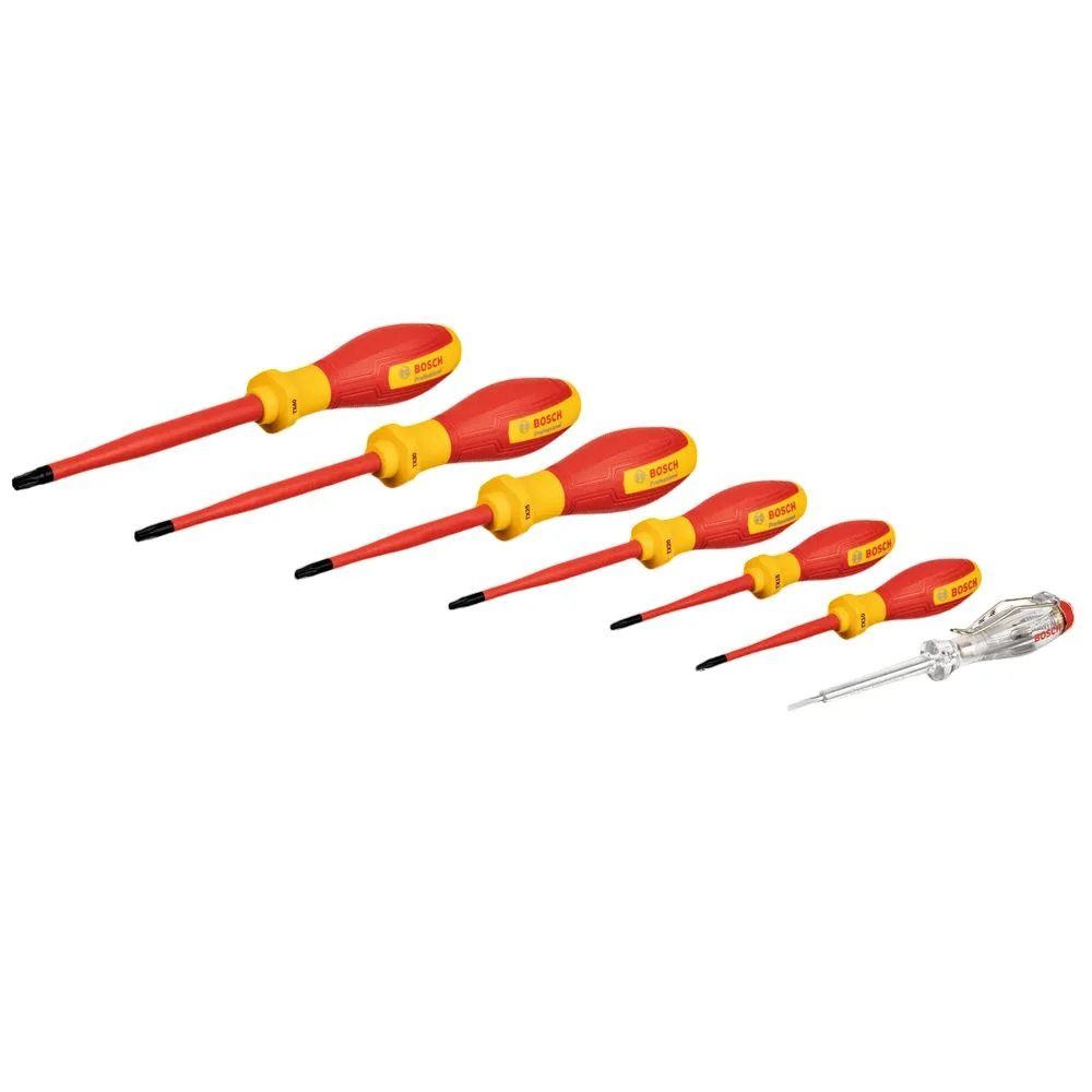 Jogo Chave Torx com Cabo Haste Isolada 1000V 7pcs VDE EN/IEC60900 CRV Bosch 1600A02NF8