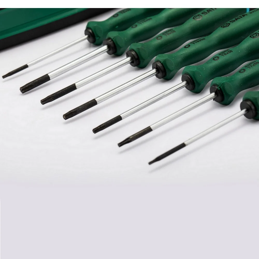 Jogo Chave Torx de Precisao com Cabo 7 Pecas CRV T5AT15 Sata ST09315SJ