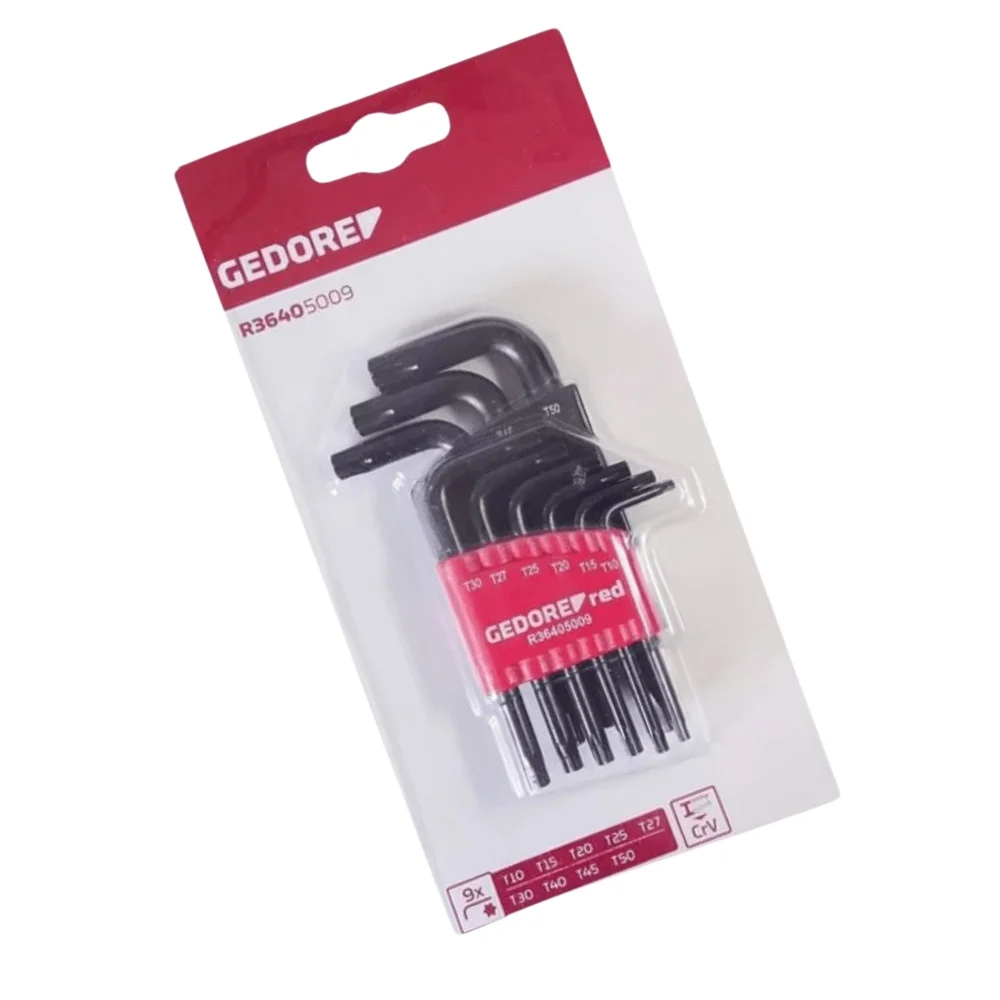 Jogo Chave Torx L 9 Pecas CRV T10AT50 Gedore Red R36405009
