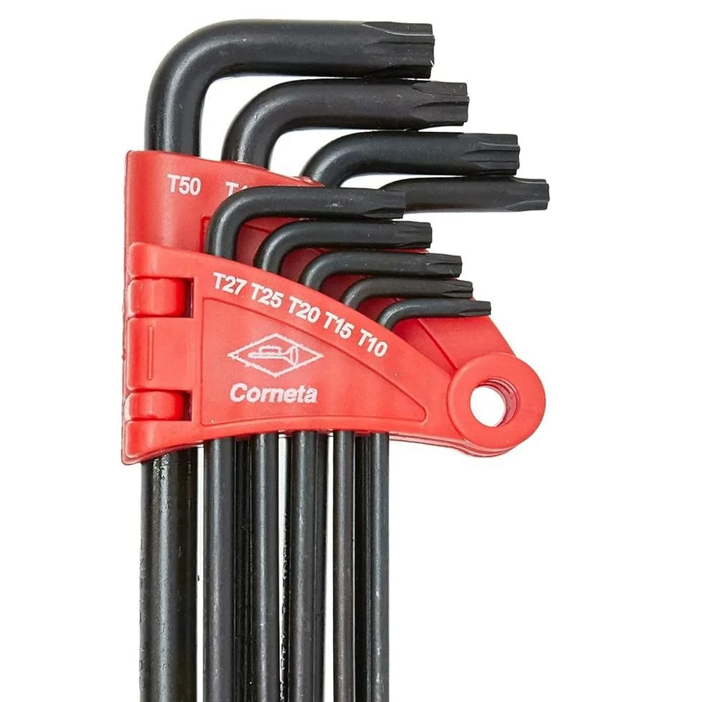 Jogo Chave Torx L com Guia 9 Pecas CRV T10AT50 Corneta 3124051