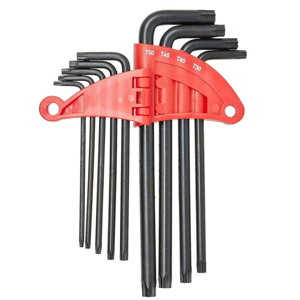 Jogo Chave Torx L Extra Longa com Guia 9pcs CRV T10AT50 Corneta 3124053