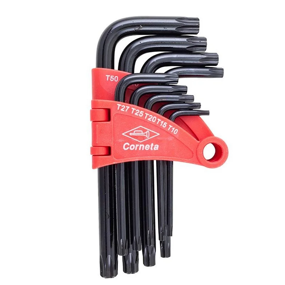 Jogo Chave Torx L Longa 9 Pecas CRV T10AT50 Corneta 3125052