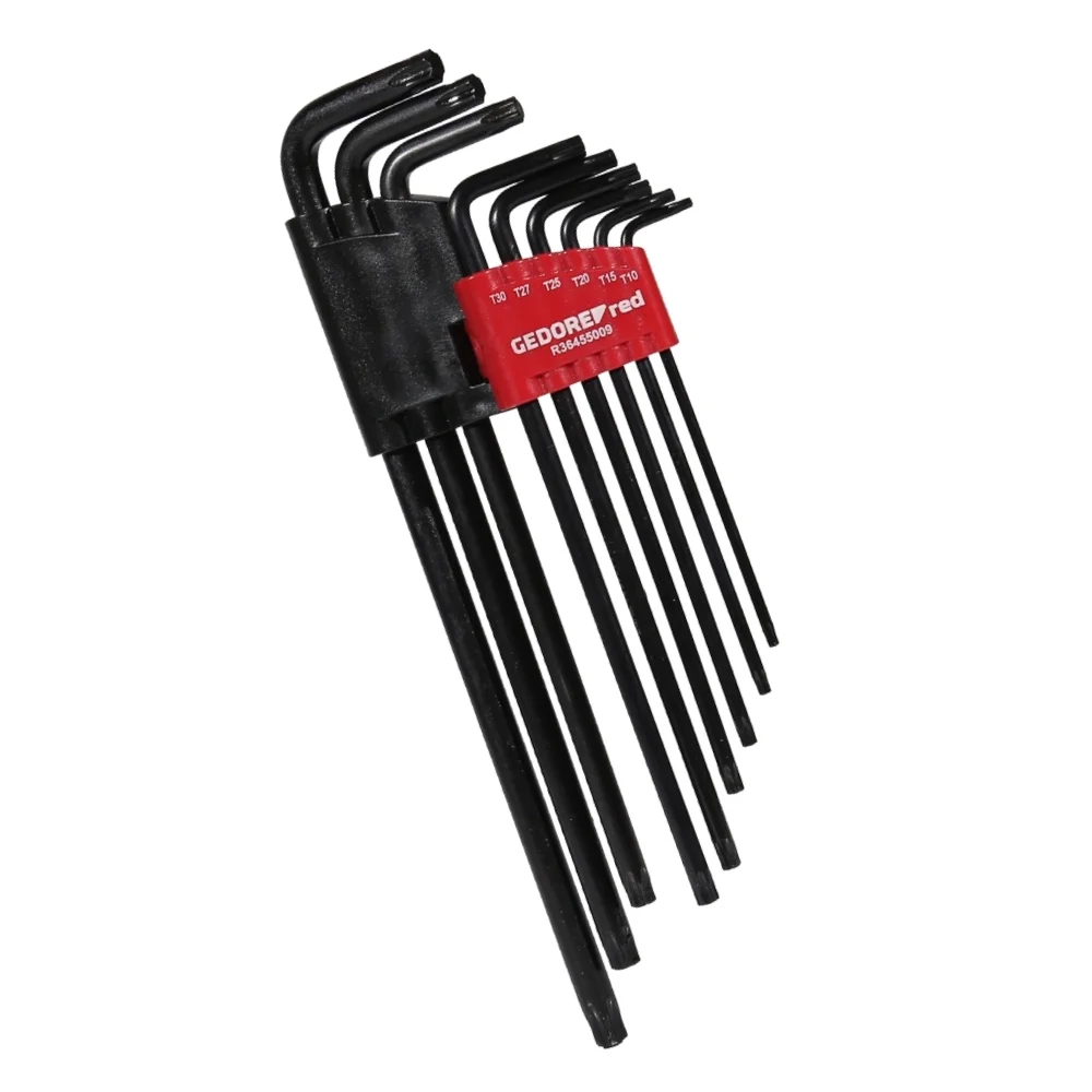 Jogo Chave Torx L Longa 9 Pecas CRV T10AT50 Gedore Red R36455009
