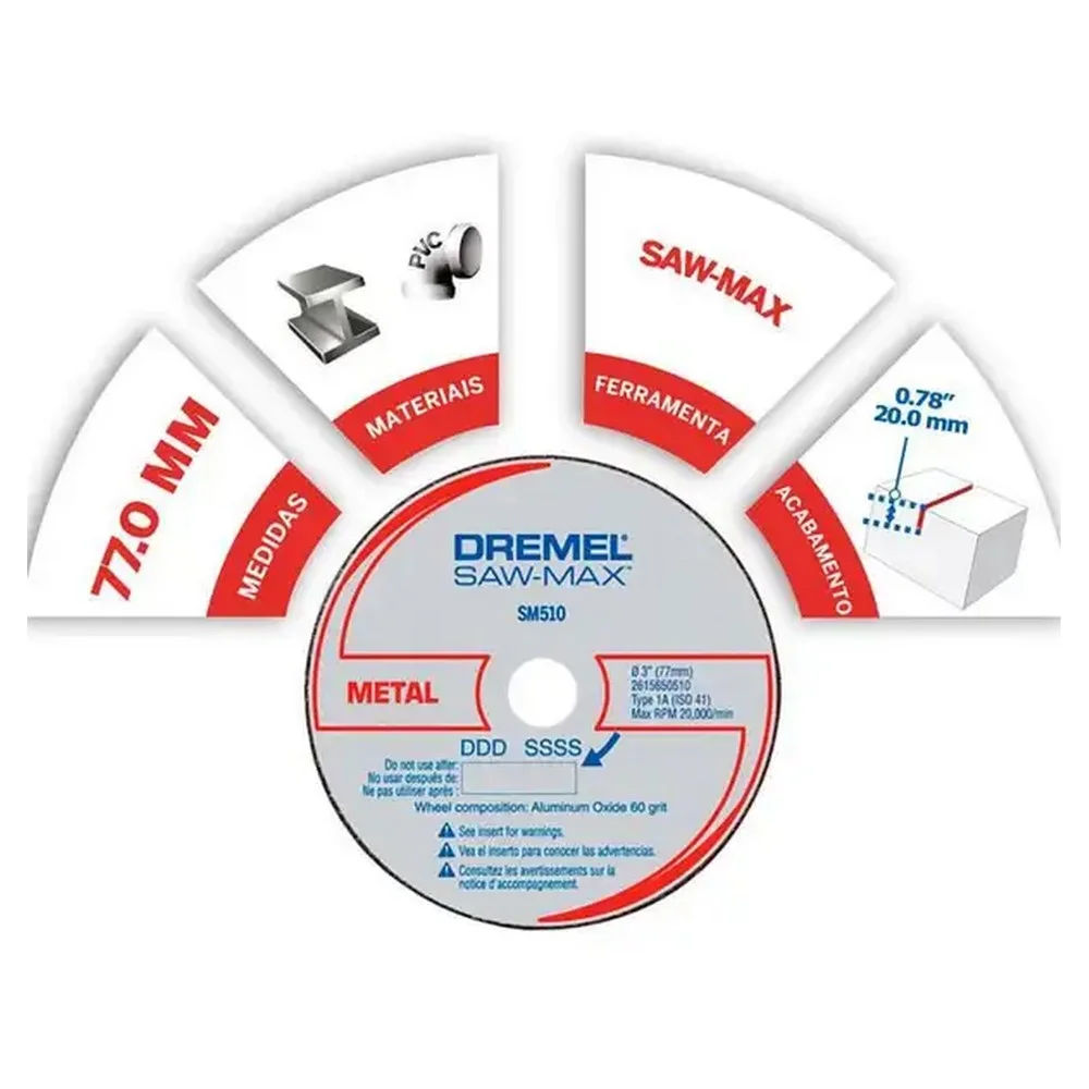 Jogo Disco de Corte para Metal e Plastico 3pcs USO Em Ferramenta Rotativa SAW MAX Dremel DSM510