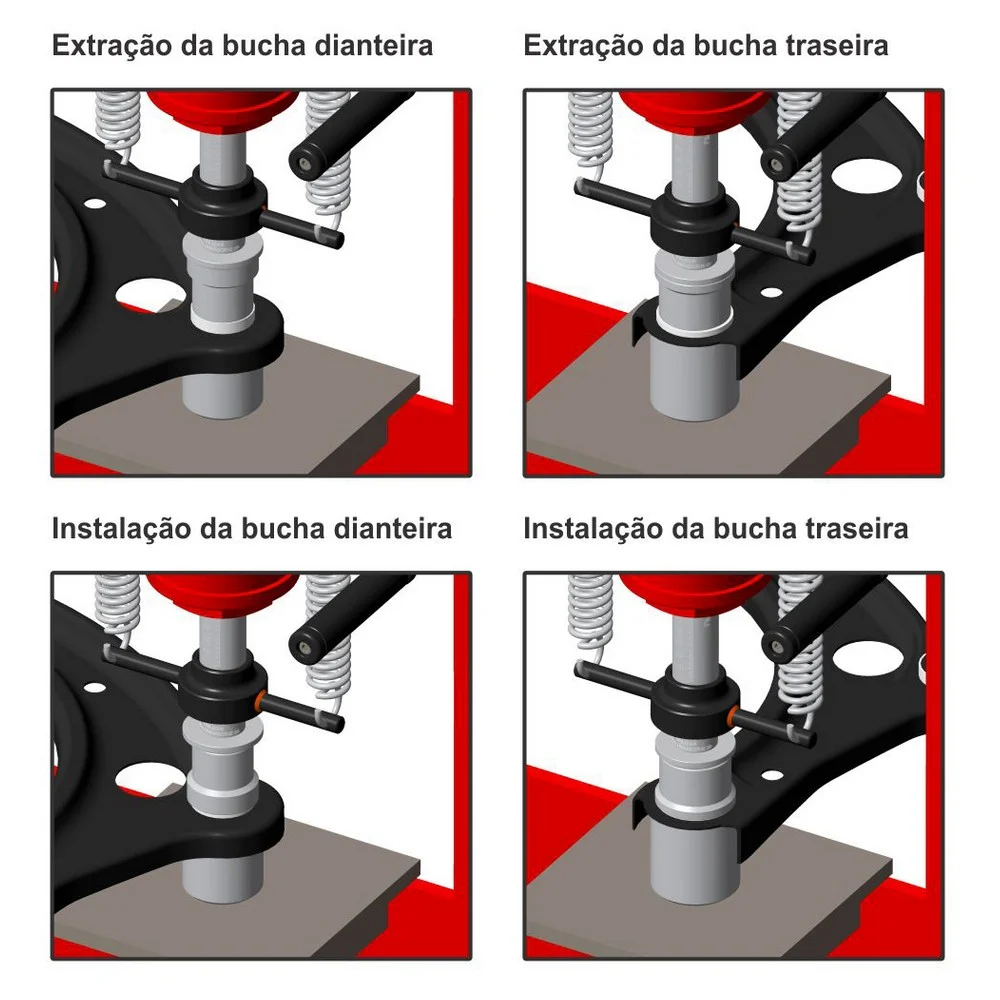 Jogo Extrator Instalador Bucha Bandeja Dianteira 5pcs Nissan Raven 233002
