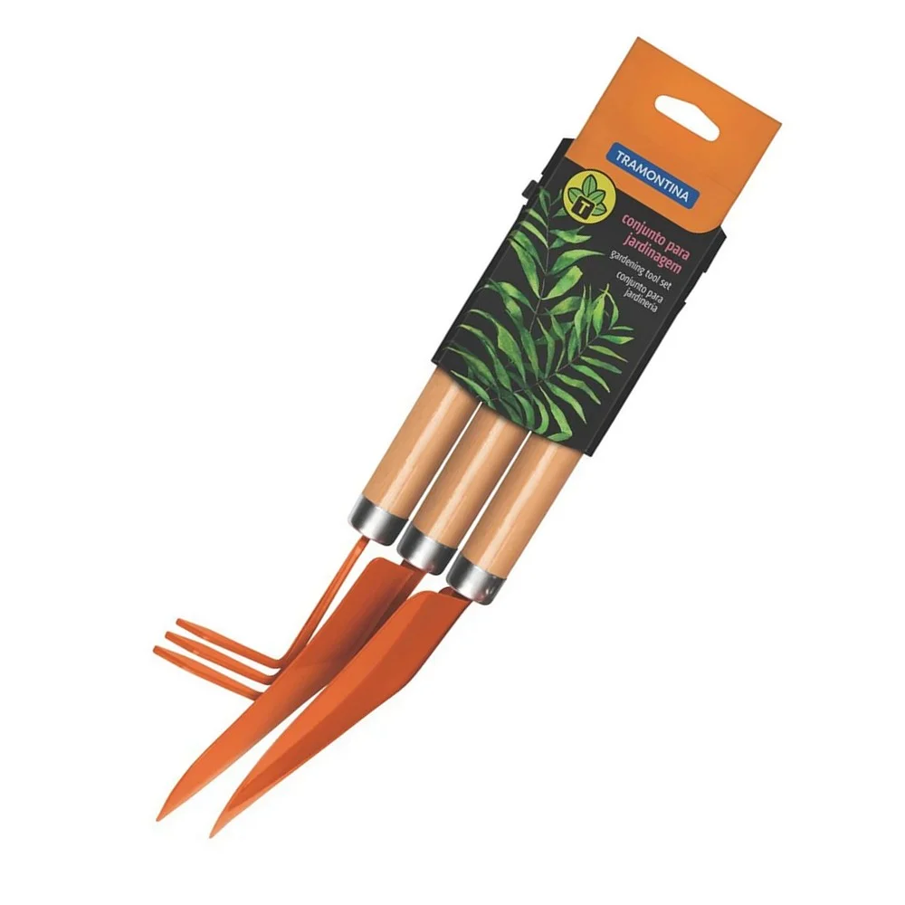 Jogo Ferramentas para Jardinagem 3pcs Cabo de Madeira Tramontina 78102/801