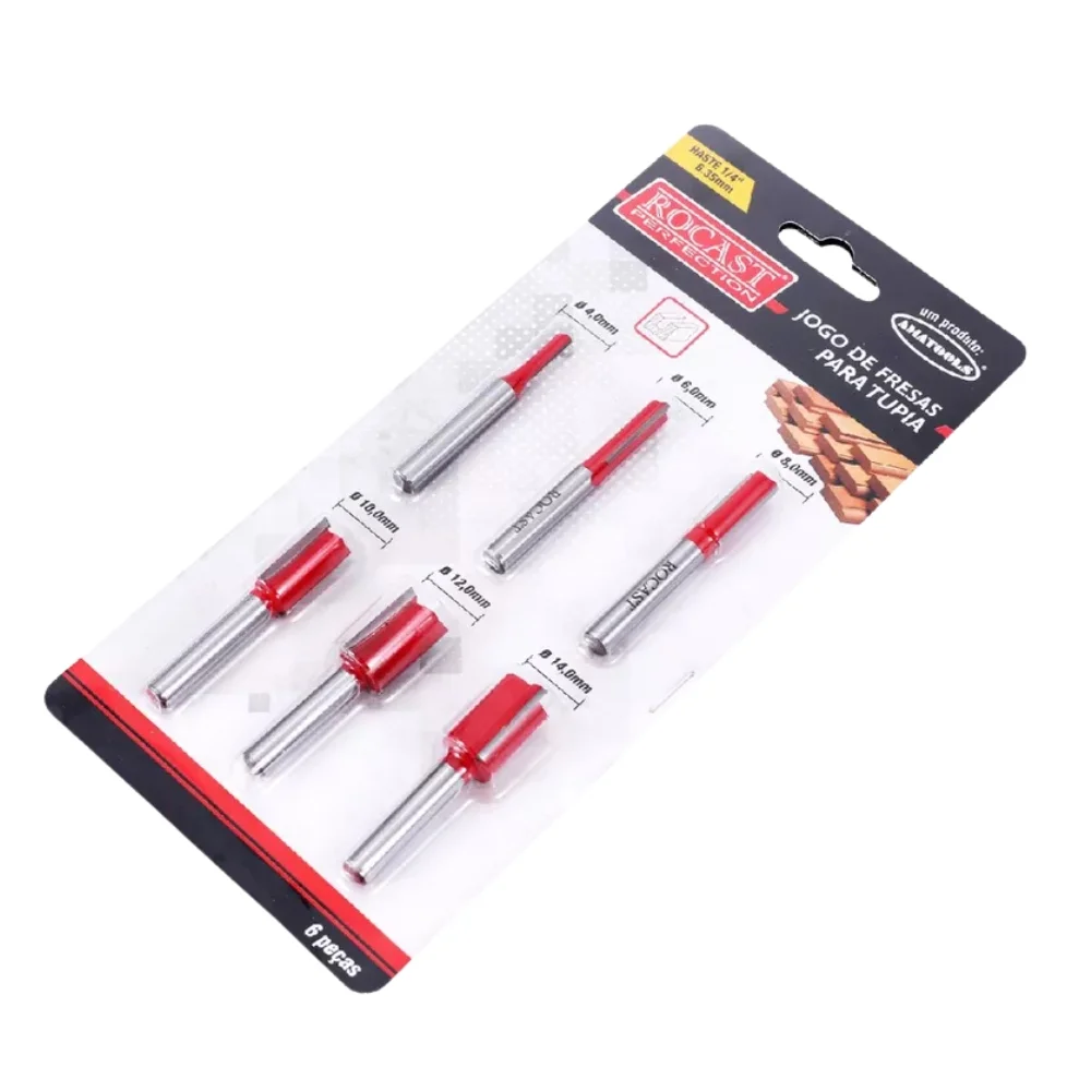 Jogo Fresa para Tupia Manual 6 Pecas Haste 1/4" MD Rocast 910019