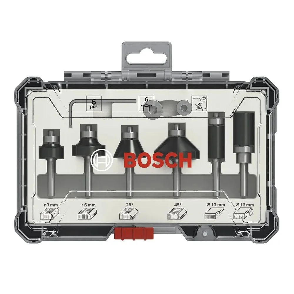Jogo Fresa para Tupia Manual 9 Pecas Haste 6MM MD Bosch 2607017468