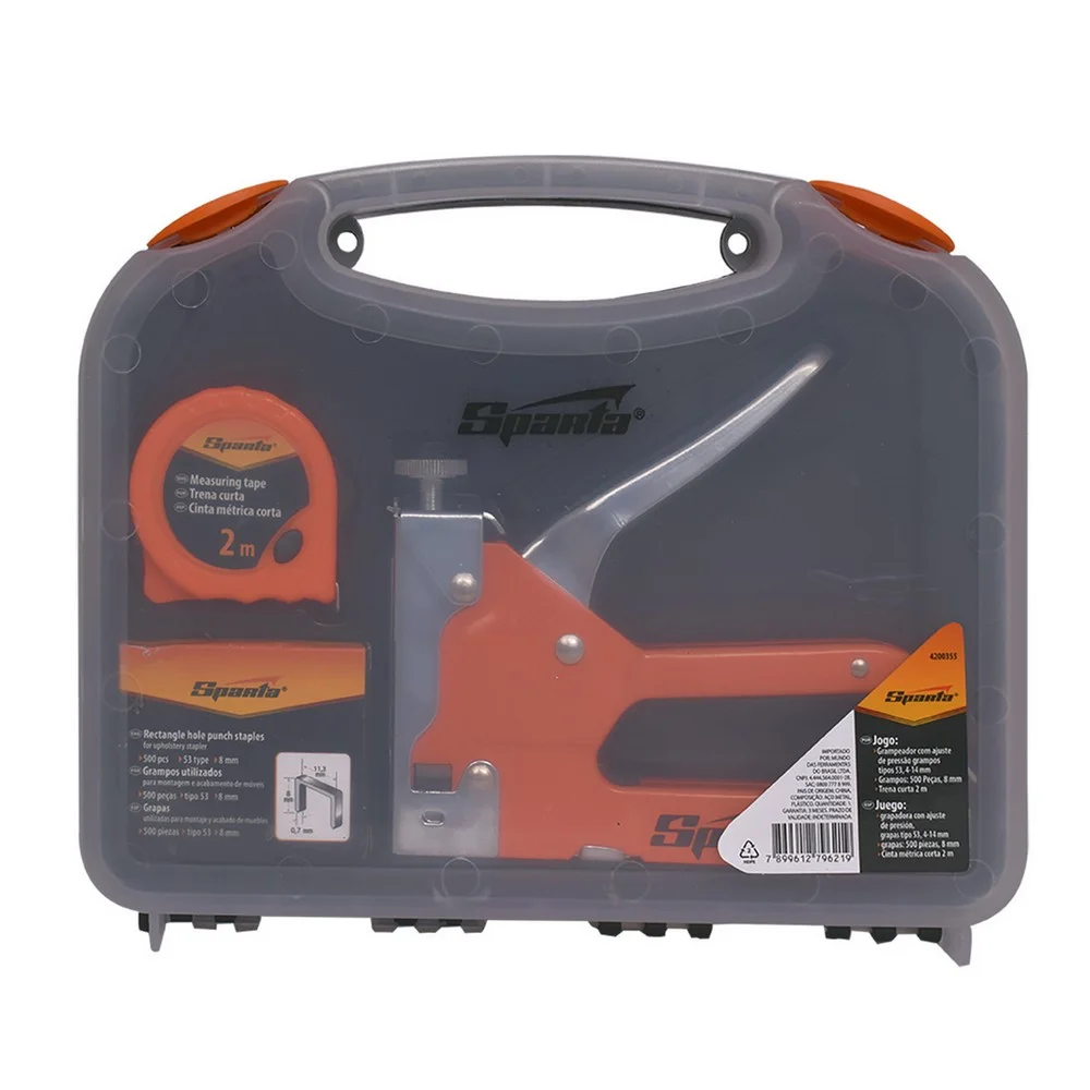 Jogo Grampeador Manual Trena 2m e 500 Grampos Sparta 4200355