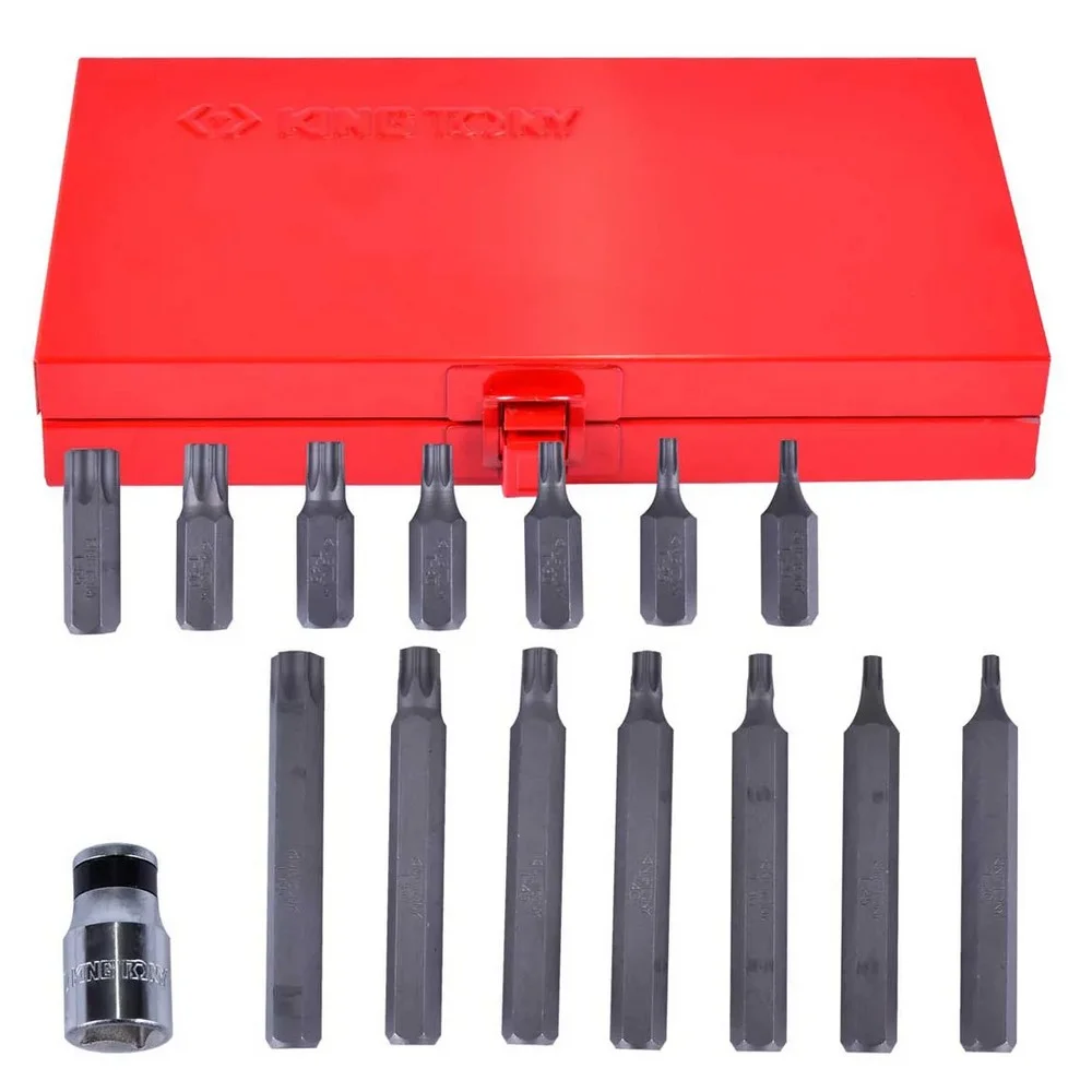 Jogo Ponta Torx 15 Pecas Curta e Longa T20AT55 King Tony 1015PQ