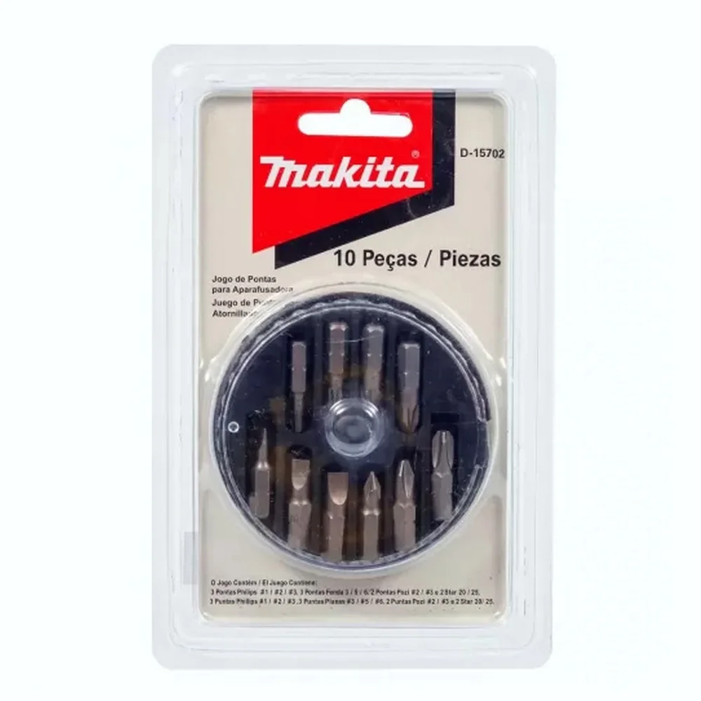 Jogo Pontas para Parafusar 10 Pecas Fenda Phillips e Outros 1/4" Makita D-15702