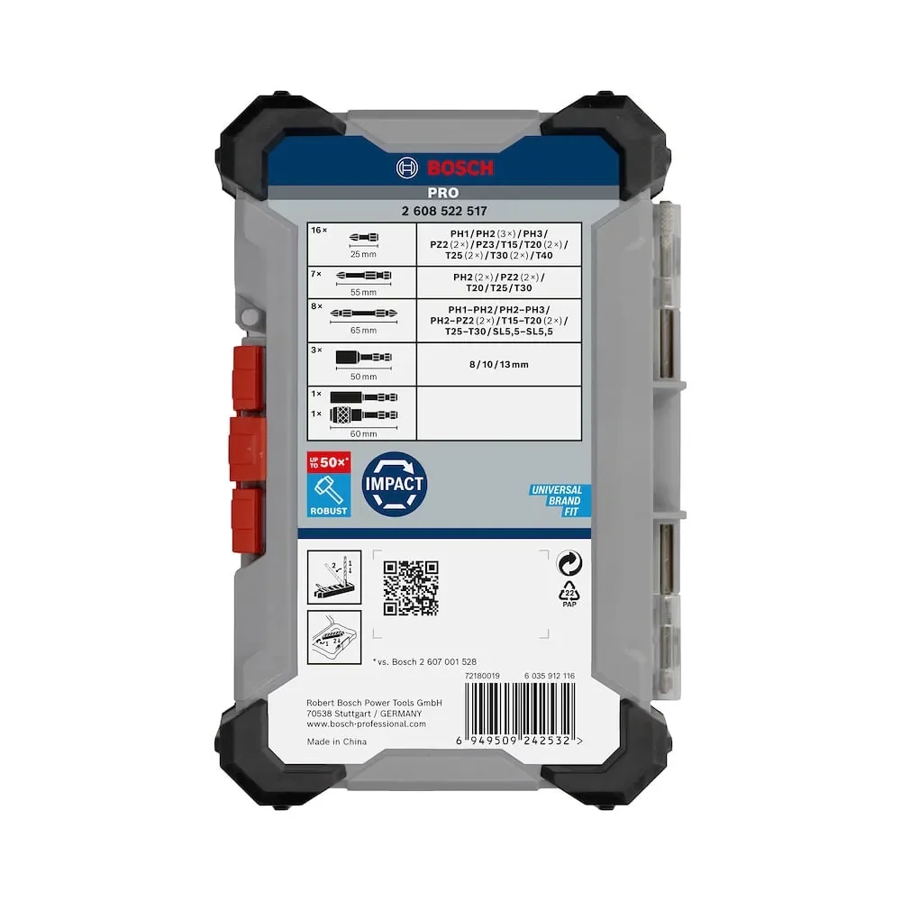 Jogo Pontas para Parafusar 36 Pecas Impact Control Phillips Torx Soquetes e Outros 1/4" Bosch 2608522517