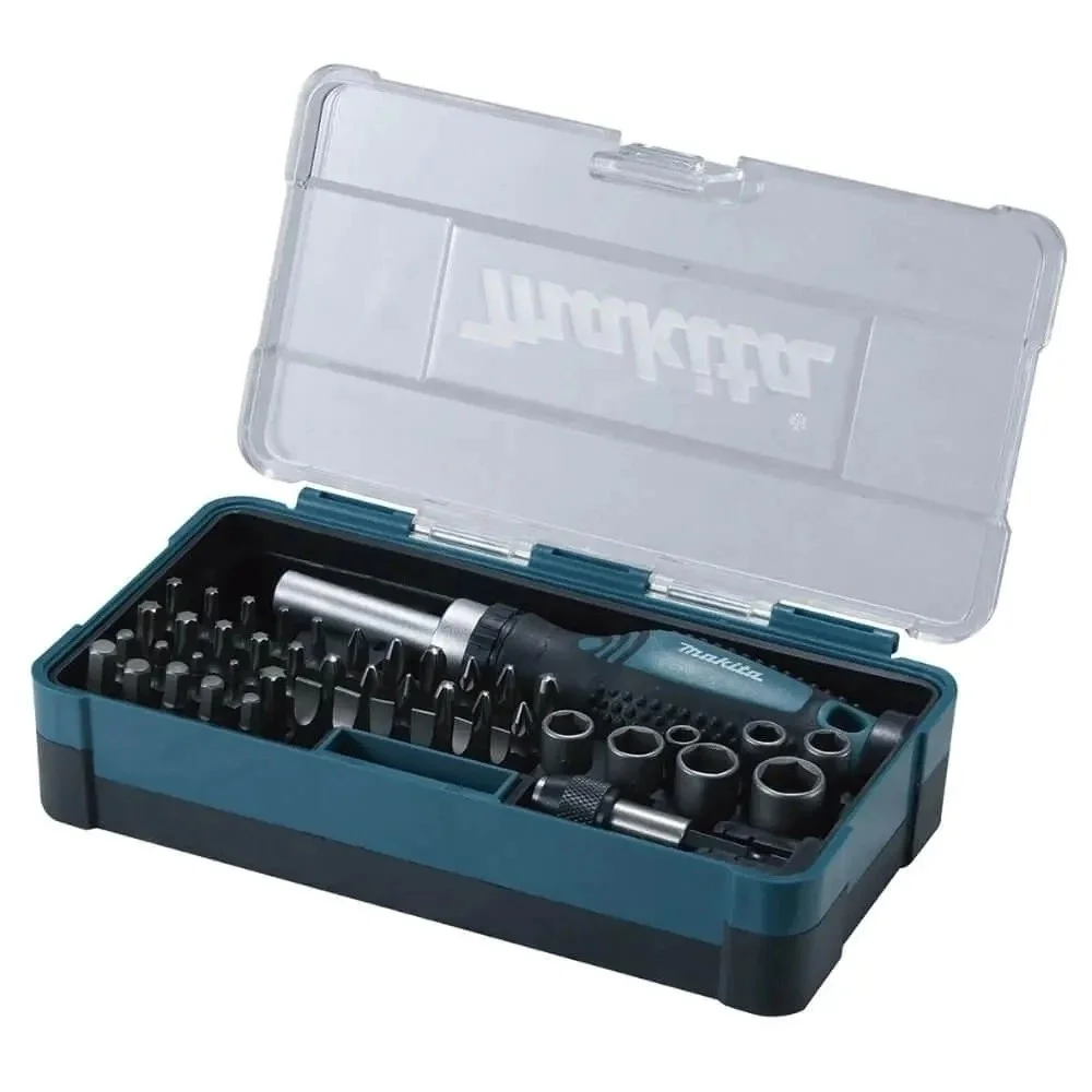 Jogo Pontas para Parafusar 47 Pecas Fenda Phillips Torx Outros e Chave Suporte 1/4" Makita B-36170
