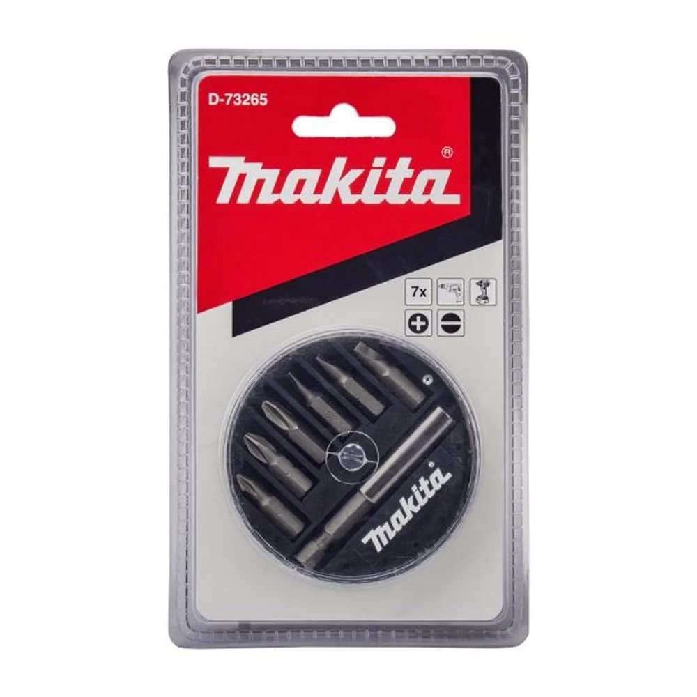 Jogo Pontas para Parafusar 7 Pecas Fenda Phillips e Adaptador 1/4" Makita D-73265