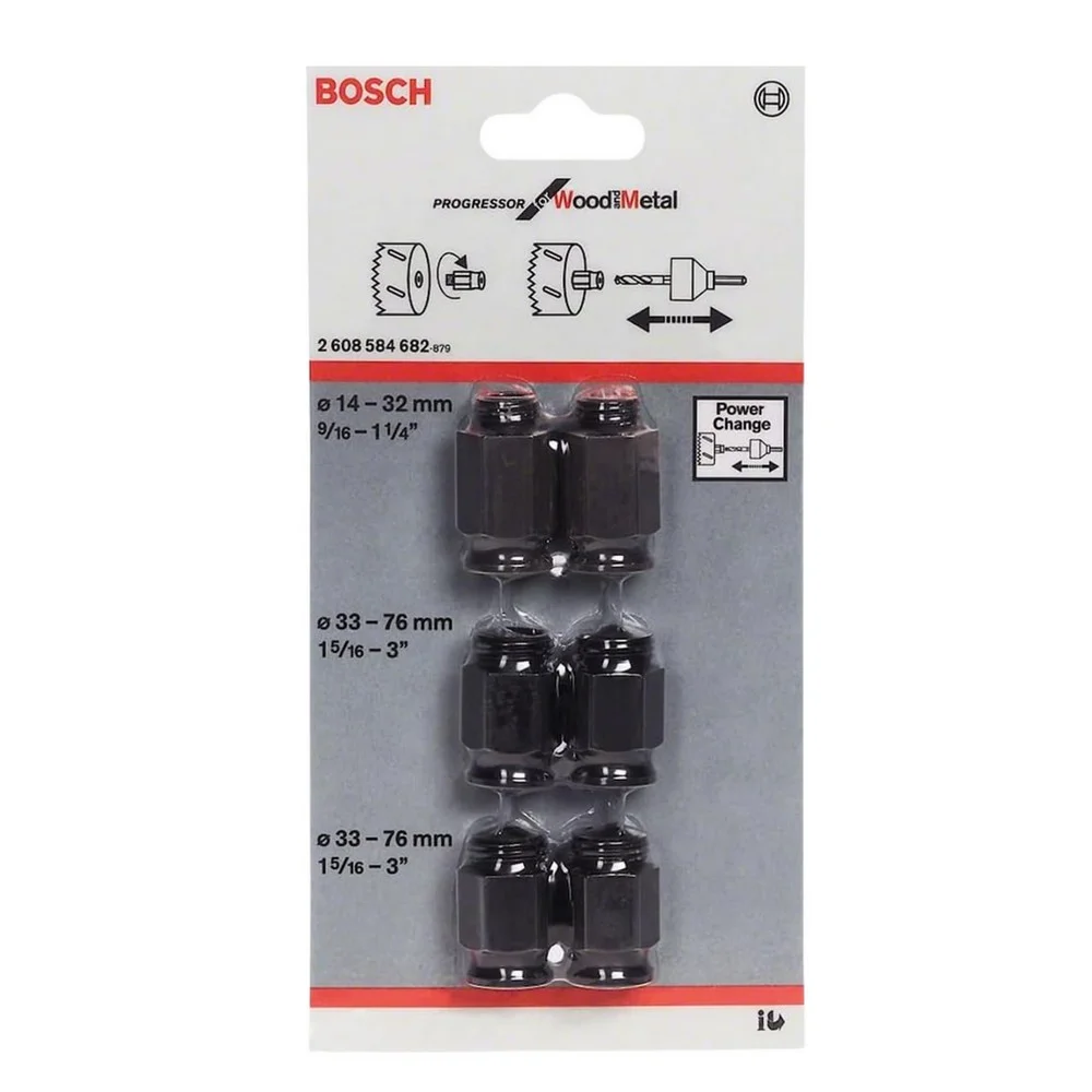 Jogo Porca Adaptadora para Serra Copo 6pcs Progressor Power Change 14-76MM Bosch 2608584682