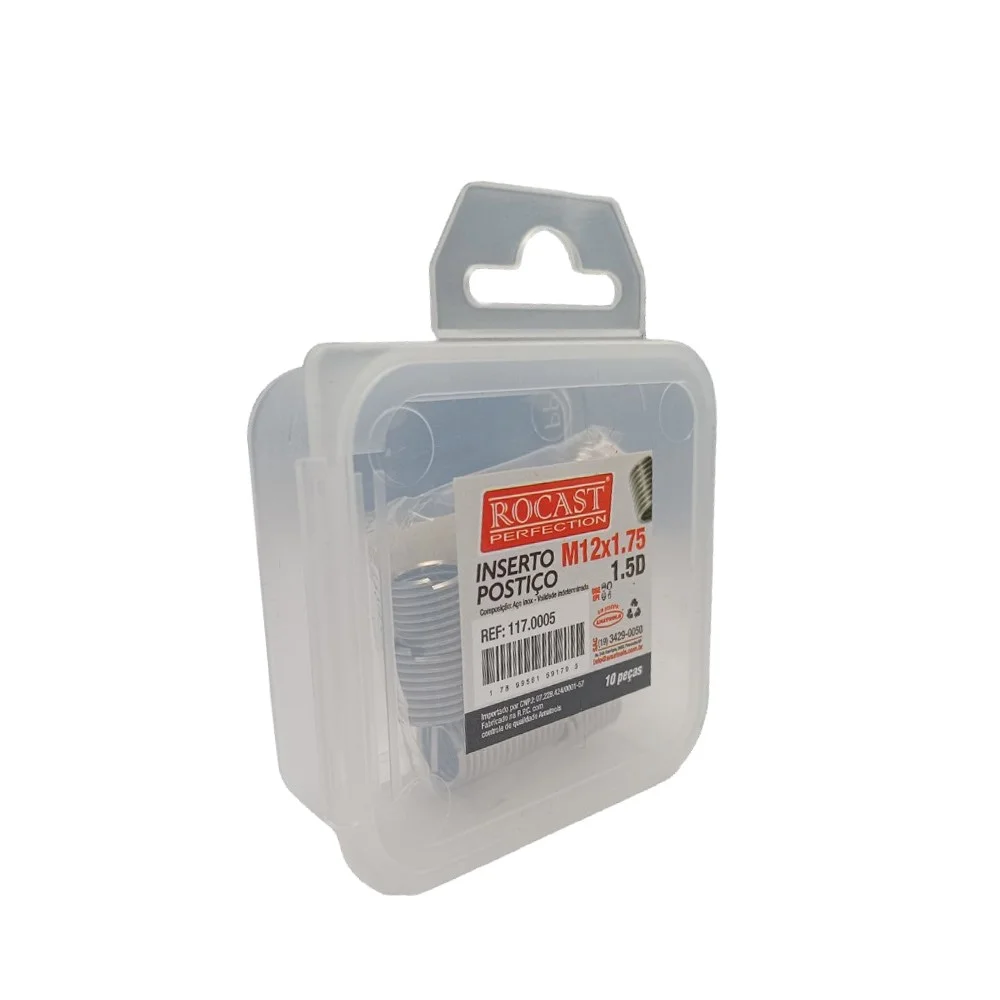 Jogo Rosca Postica Helicoil 10pcs M12X1,75X1,5D Rocast 1170005