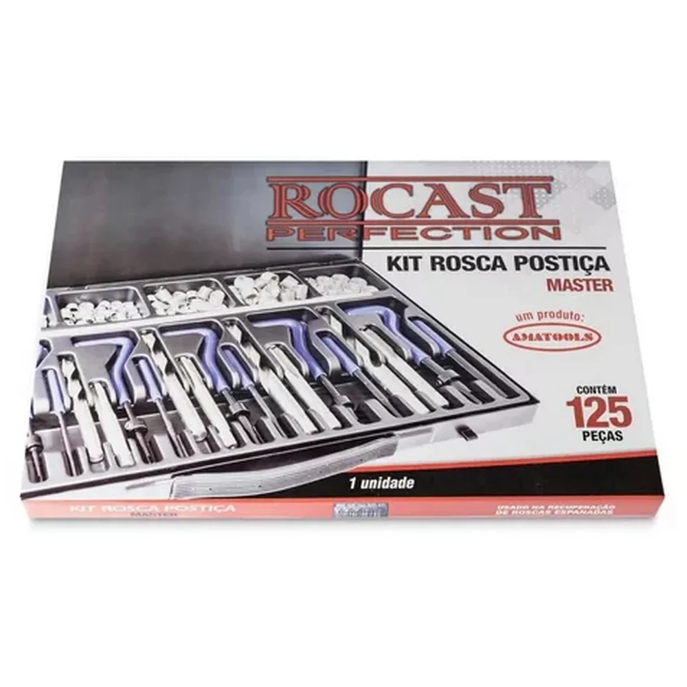 Jogo Rosca Postica Helicoil 131pcs M5AM12 Rocast 950016