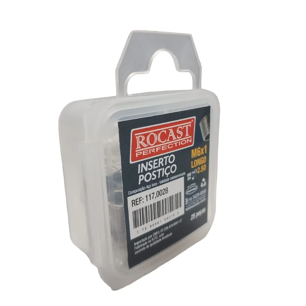 Jogo Rosca Postica Helicoil 25pcs M6X1X2,5D Rocast 1170028