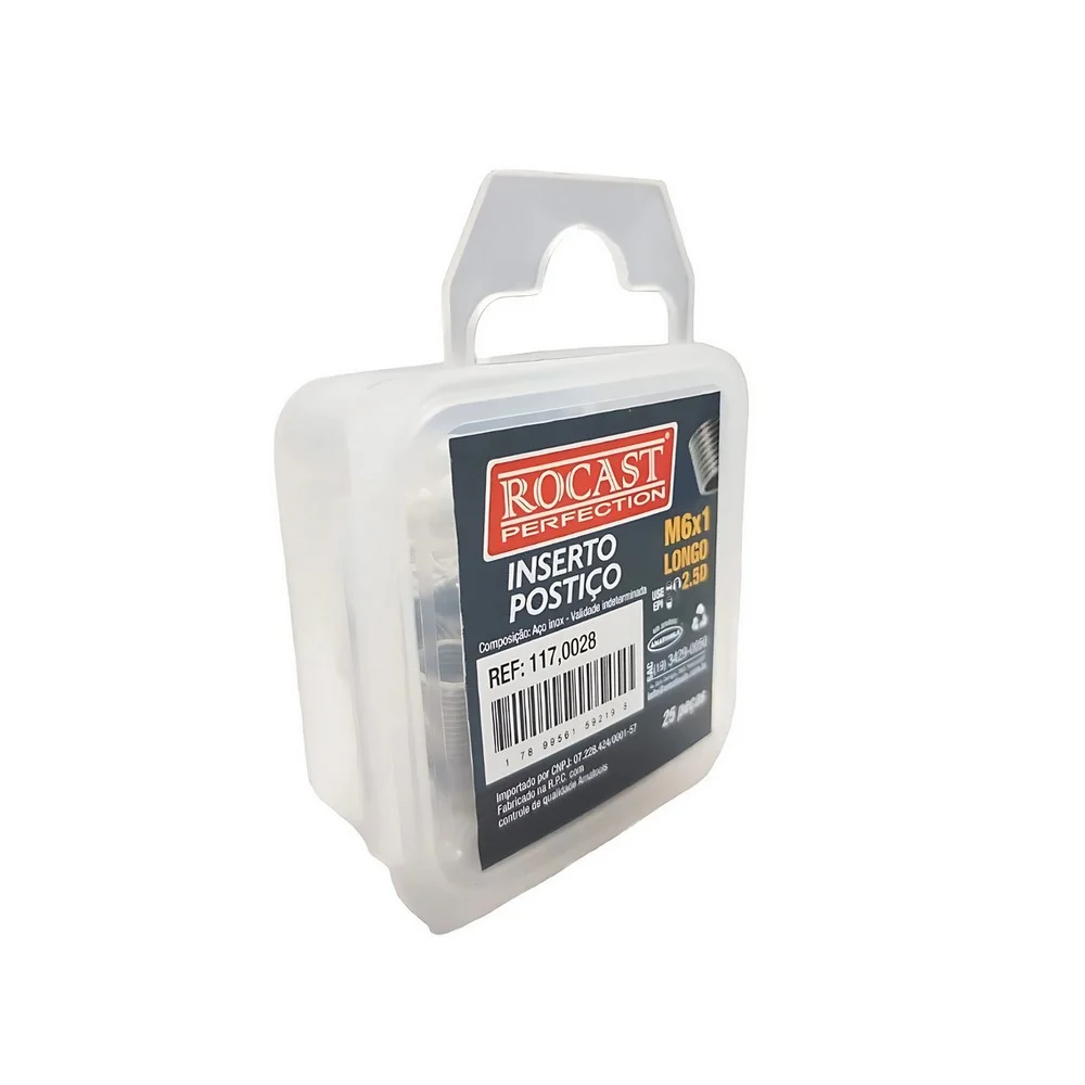 Jogo Rosca Postica Helicoil 25pcs M6X1X2,5D Rocast 1170028