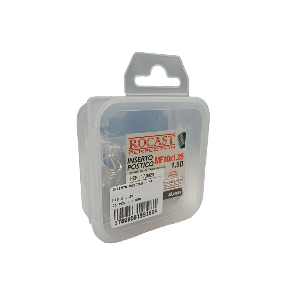 Jogo Rosca Postica Helicoil 25pcs MF10X1,25X1,5D Rocast 1170020