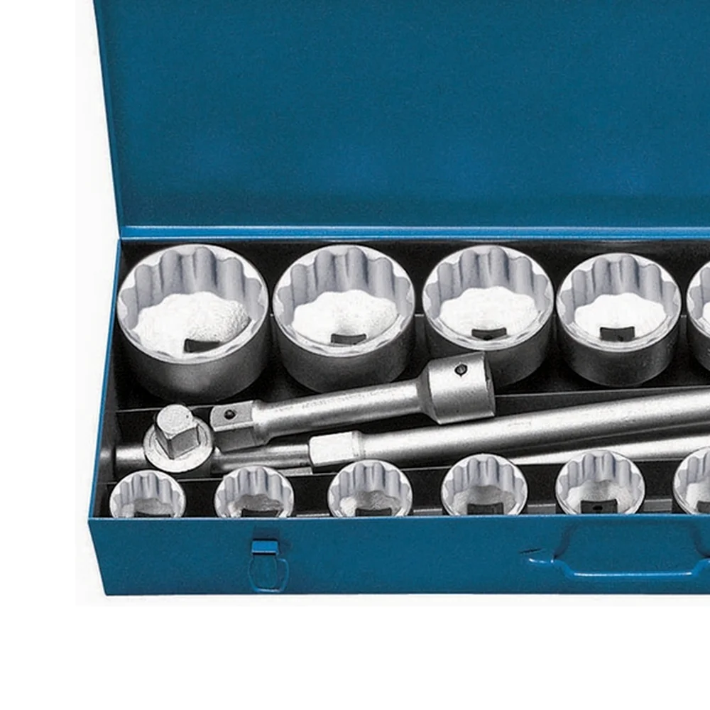 Jogo Soquete 1" Estriado 21pcs Encaixe 1" 1.7/16-3.1/8" Gedore D21KPU
