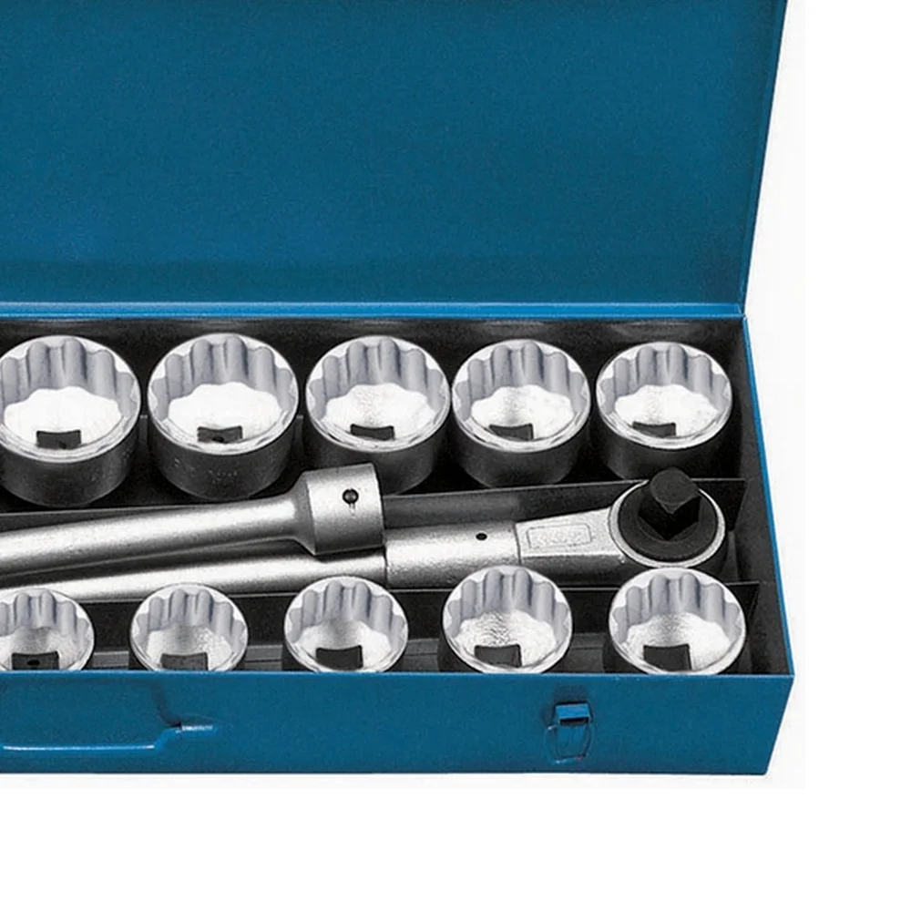 Jogo Soquete 1" Estriado 21pcs Encaixe 1" 1.7/16-3.1/8" Gedore D21KPU