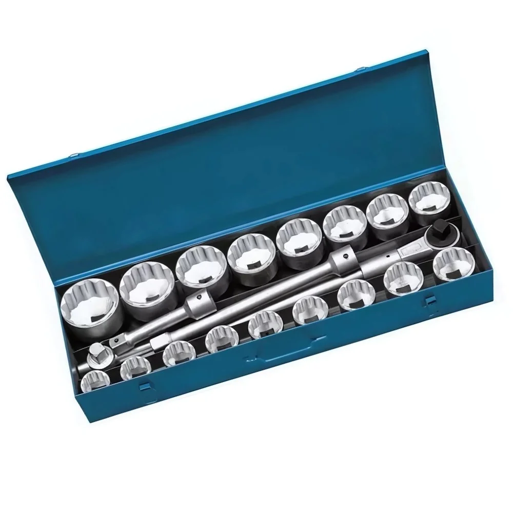 Jogo Soquete 1" Sextavado/Estriado 21pcs 1.7/16-3.1/8" Gedore 21/D21KPU