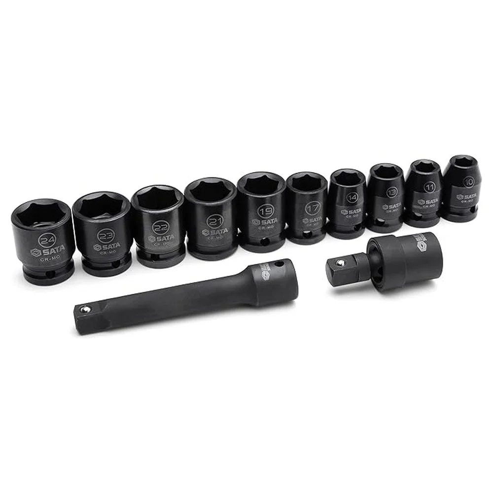Jogo Soquete 1/2" de Impacto 12pcs 10-24MM Sata ST09009SJ