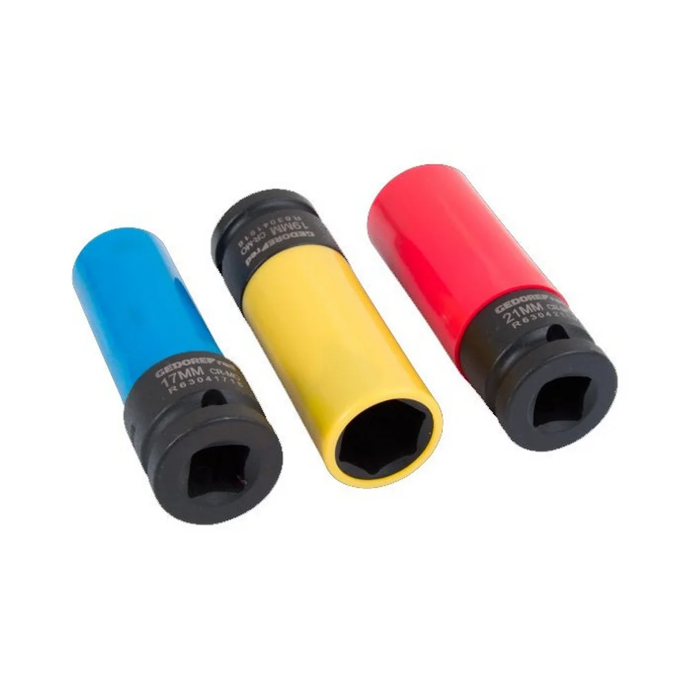 Jogo Soquete 1/2" de Impacto 3pcs Para Roda de Liga Leve 17-21MM Gedore Red R63043003