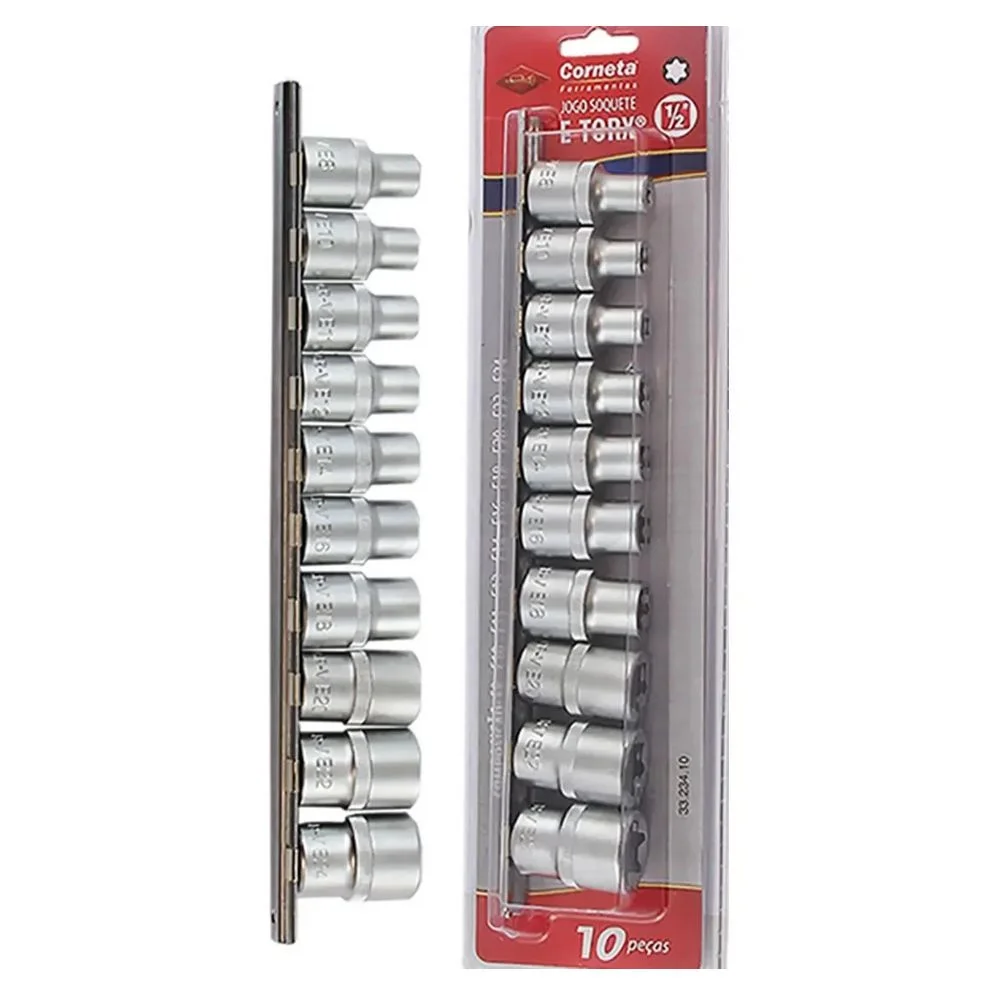 Jogo Soquete 1/2" E-Torx 10pcs E8-E24 Corneta 3323410