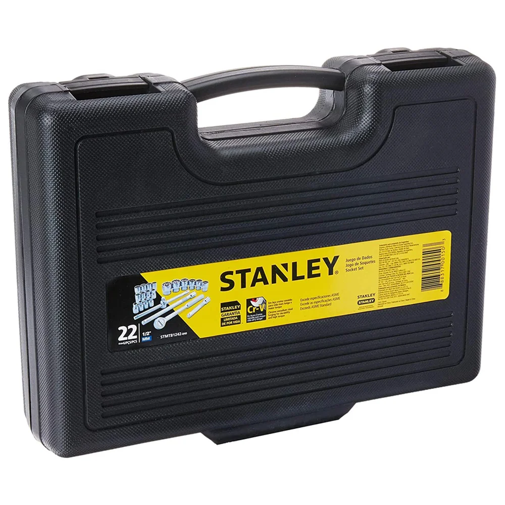 Jogo Soquete 1/2" Estriado 22pcs 18 Soquetes 4 Acessorios CRV 8 A 32MM Stanley STMT81242-840