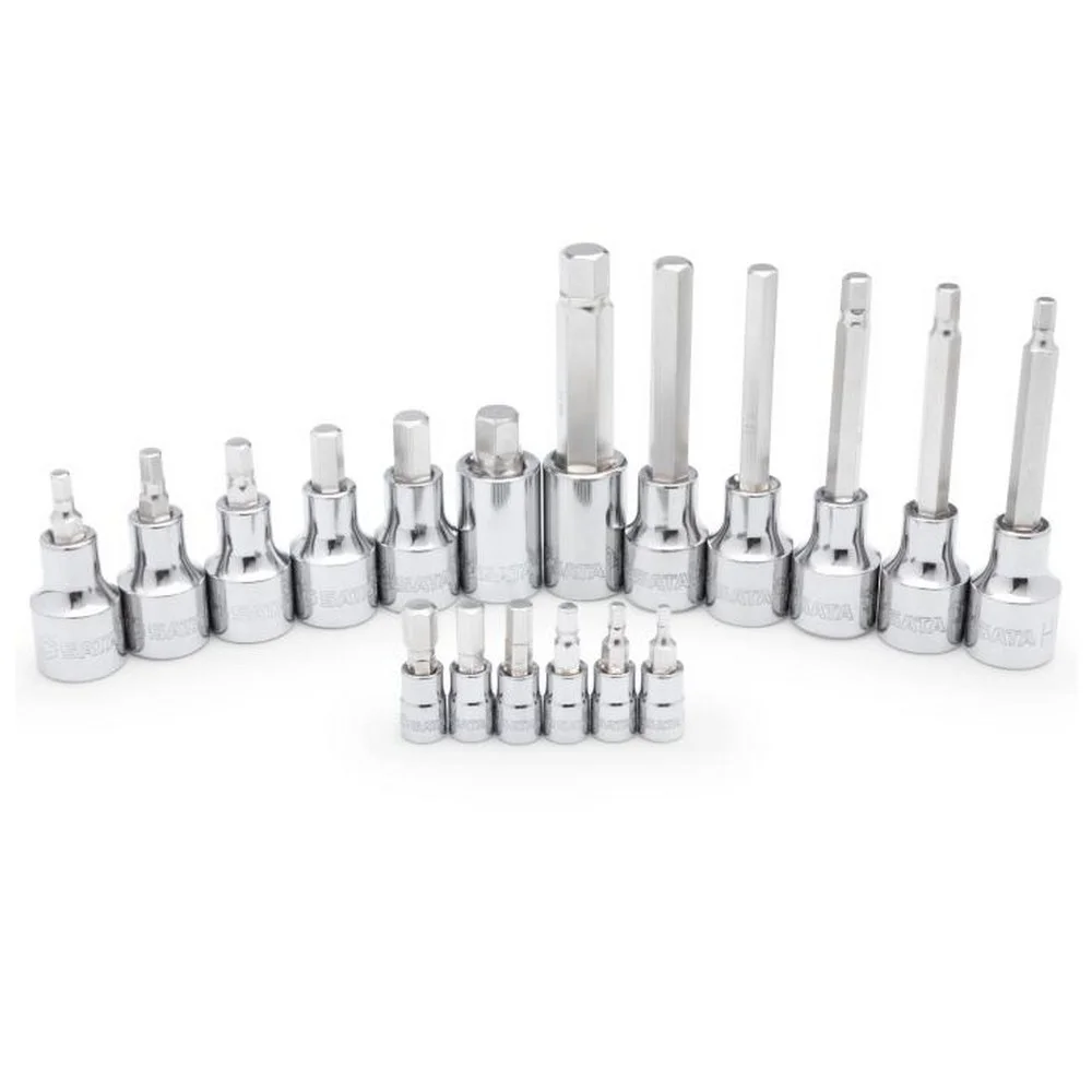 Jogo Soquete 1/2" Ponta Allen 18pc Encaixe 1/2" e 1/4" Curto e Longo CRV 3-12MM Sata ST09053SJ